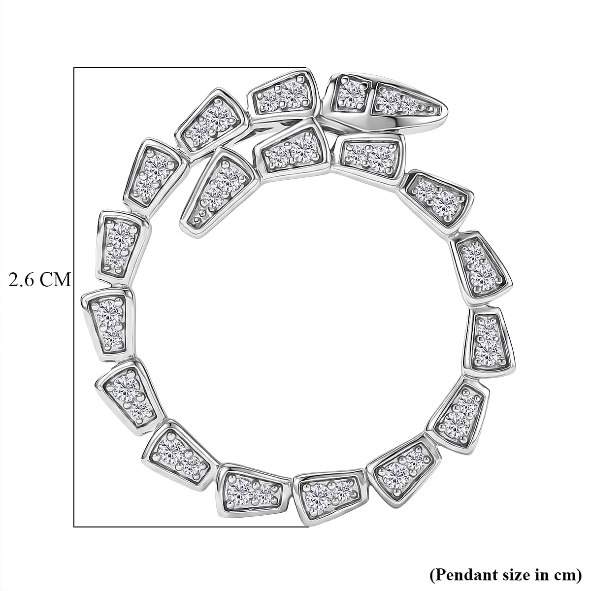 LUXURIANT Lab Grown Diamond Serpentine Circle Pendant in Rhodium Overlay Sterling Silver 0.31 Ct. 8483391 6