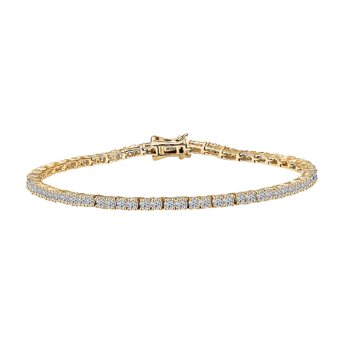 LUXURIANT 3 Ct. Lab Grown Diamond Tennis Bracelet (Size 7.5) with GB Lock Box in 18K Vermeil Yellow Gold Plated Sterling Silver (SI-GH) 8269893 0