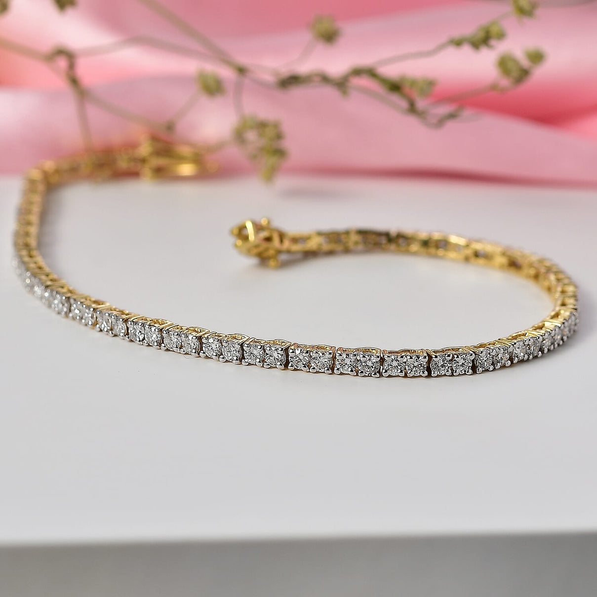 LUXURIANT 3 Ct. Lab Grown Diamond Tennis Bracelet (Size 7.5) with GB Lock Box in 18K Vermeil Yellow Gold Plated Sterling Silver (SI-GH) 8269893 2