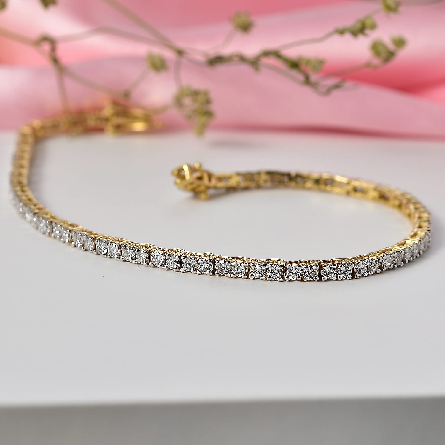 LUXURIANT 3 Ct. Lab Grown Diamond Tennis Bracelet (Size 7.5) with GB Lock Box in 18K Vermeil Yellow Gold Plated Sterling Silver (SI-GH) 8269893 2
