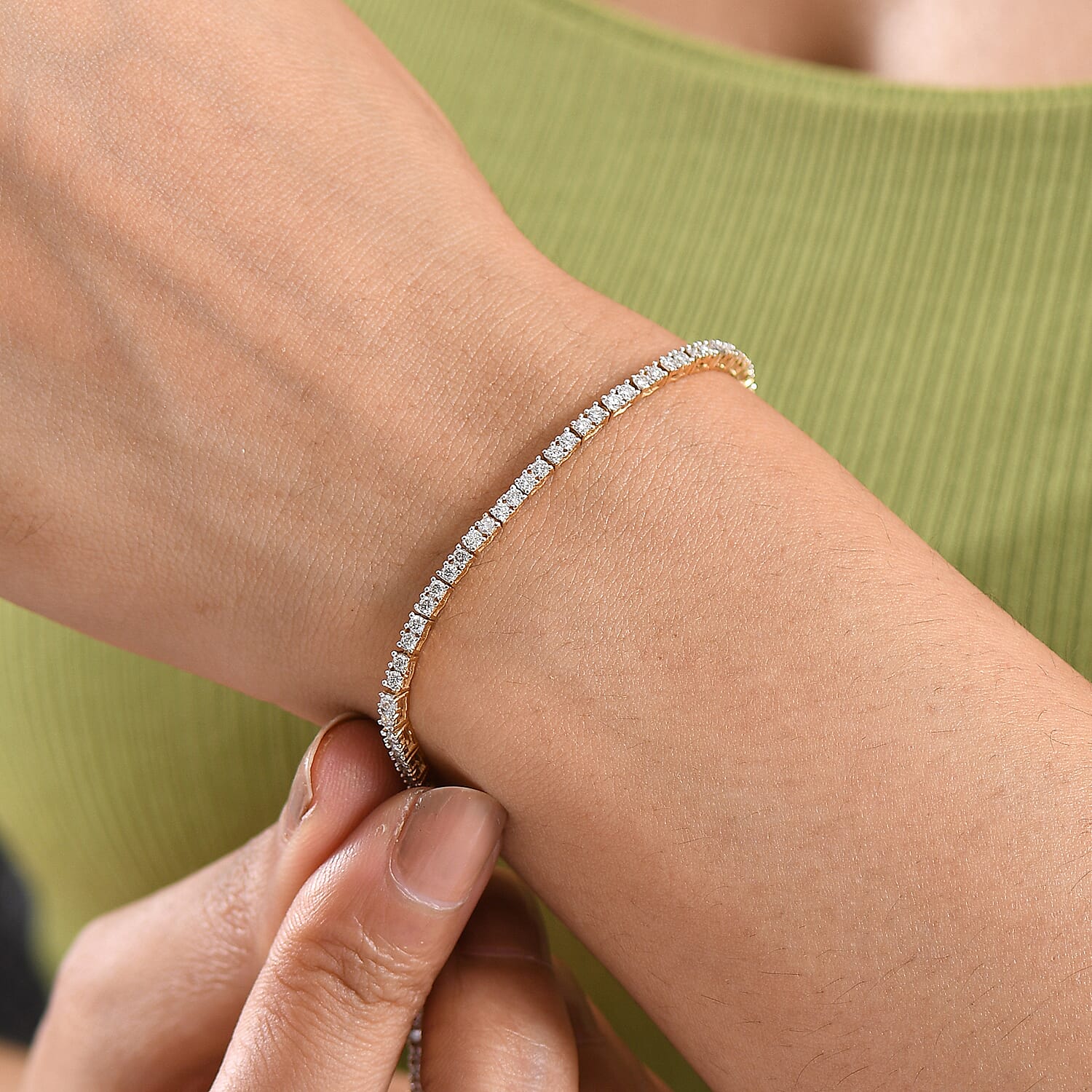 LUXURIANT 3 Ct. Lab Grown Diamond Tennis Bracelet (Size 7.5) with GB Lock Box in 18K Vermeil Yellow Gold Plated Sterling Silver (SI-GH) 8269893 3