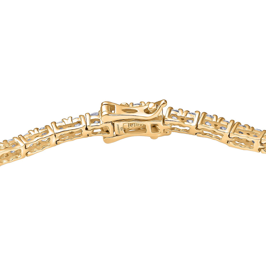 Luxuriant Lab Grown Diamond (SI-GH) Cluster Bracelet (Size 7.5) with GB Lock Box in 18K Vermeil Yellow Gold Plated Sterling Silver 3.00 Ct, Silver Wt. 5.46 Gms.