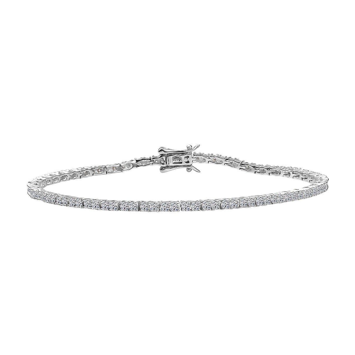 LUXURIANT 2 Ct. Lab Grown Diamond Tennis Bracelet (Size 7.5) with GB Lock Box in Rhodium Overlay Sterling Silver (SI-GH) 8296132 0