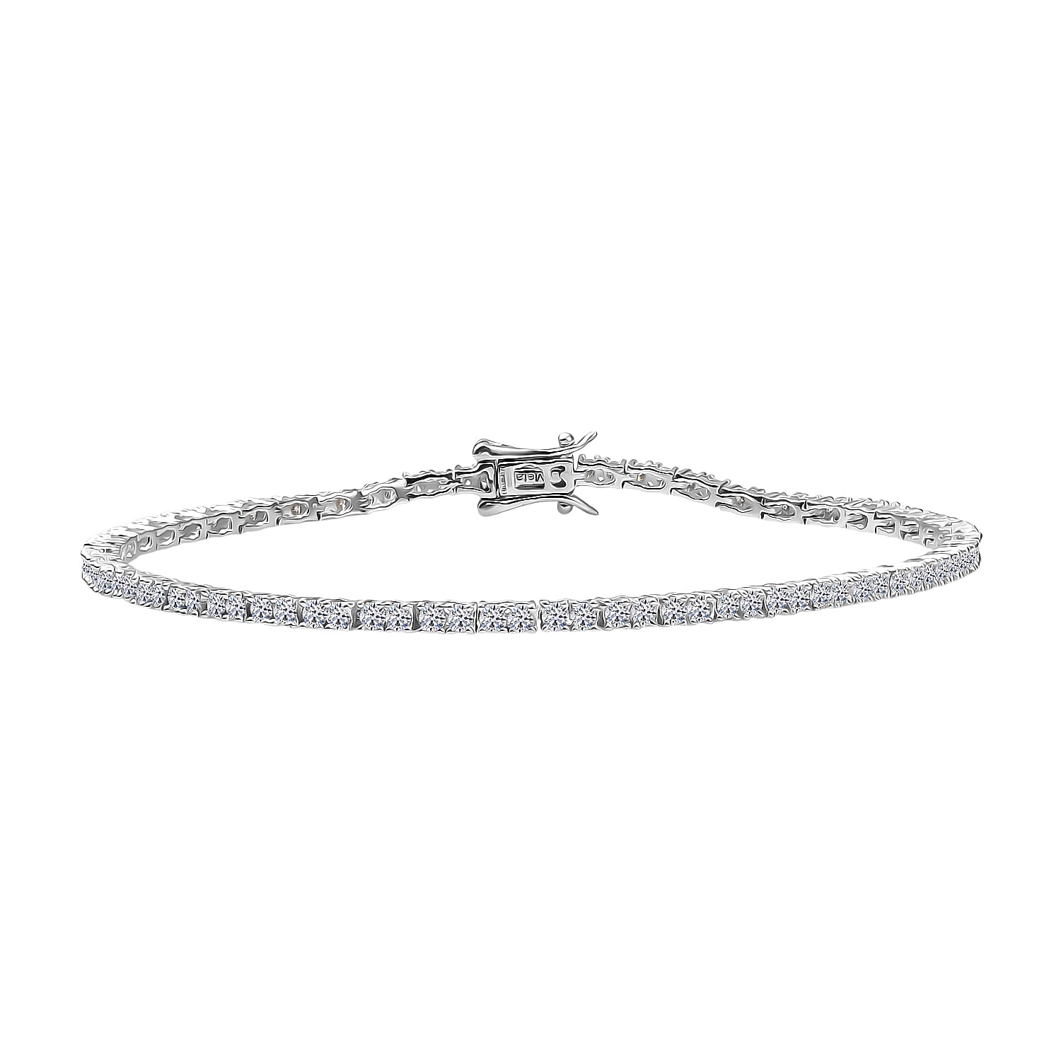 LUXURIANT 2 Ct. Lab Grown Diamond Tennis Bracelet (Size 7.5) with GB Lock Box in Rhodium Overlay Sterling Silver (SI-GH) 8296132 0