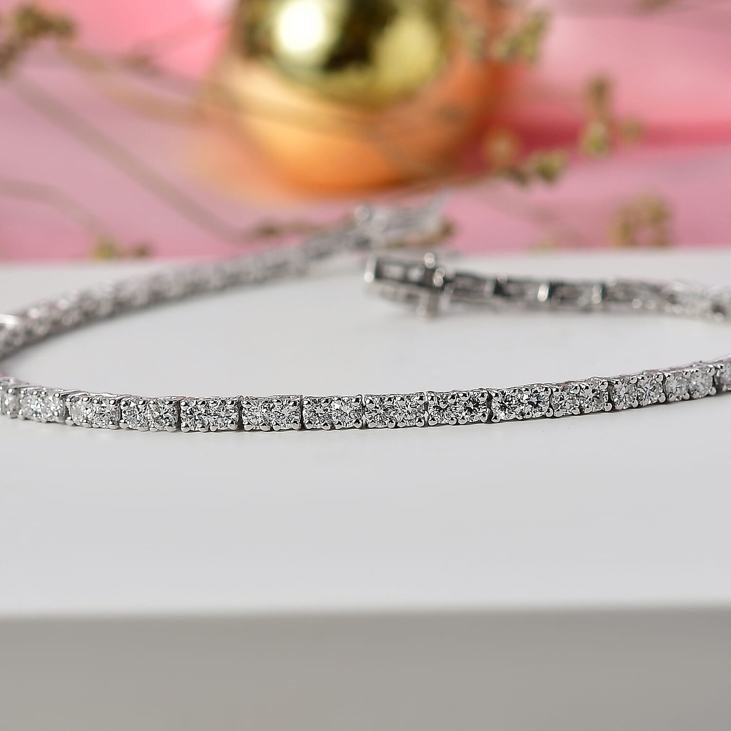 LUXURIANT 2 Ct. Lab Grown Diamond Tennis Bracelet (Size 7.5) with GB Lock Box in Rhodium Overlay Sterling Silver (SI-GH) 8296132 2