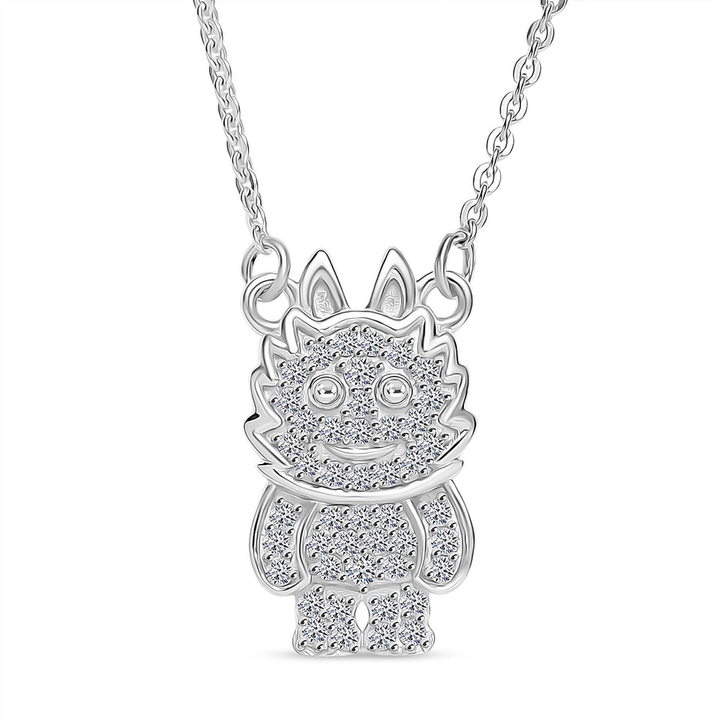 Luxuriant Lab Grown Diamond (SI-GH) Necklace (Size 20) in Rhodium Overlay Sterling Silver 0.21 Ct.