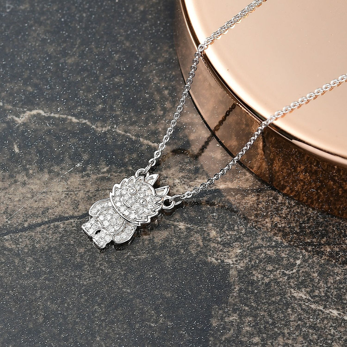 LUXURIANT Lab Grown Diamond Doll Necklace (Size - 20) in Rhodium Overlay Sterling Silver 8248185 2