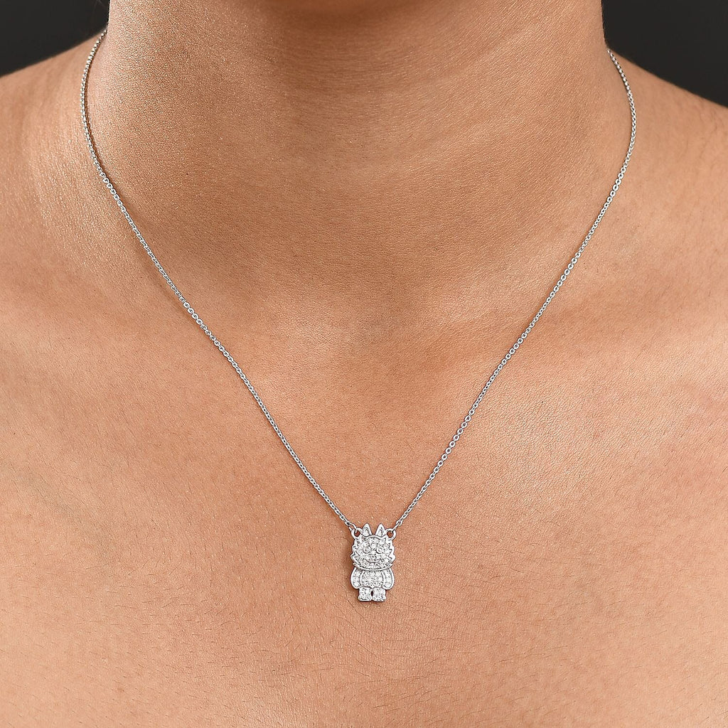 Luxuriant Lab Grown Diamond (SI-GH) Necklace (Size 20) in Rhodium Overlay Sterling Silver 0.21 Ct.