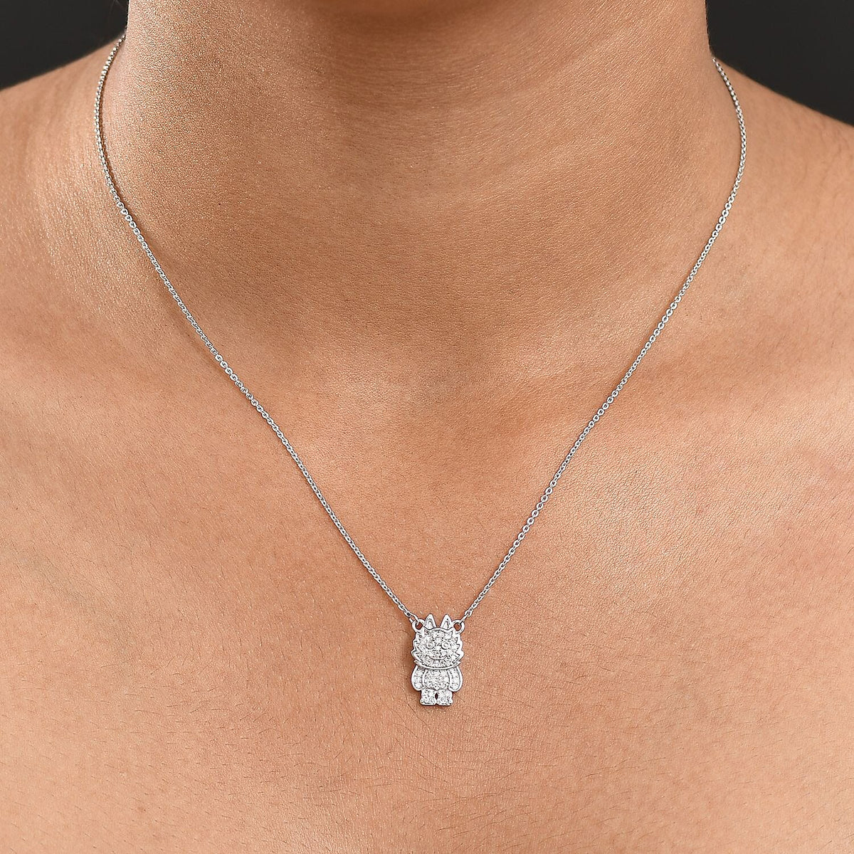 LUXURIANT Lab Grown Diamond Doll Necklace (Size - 20) in Rhodium Overlay Sterling Silver 8248185 3