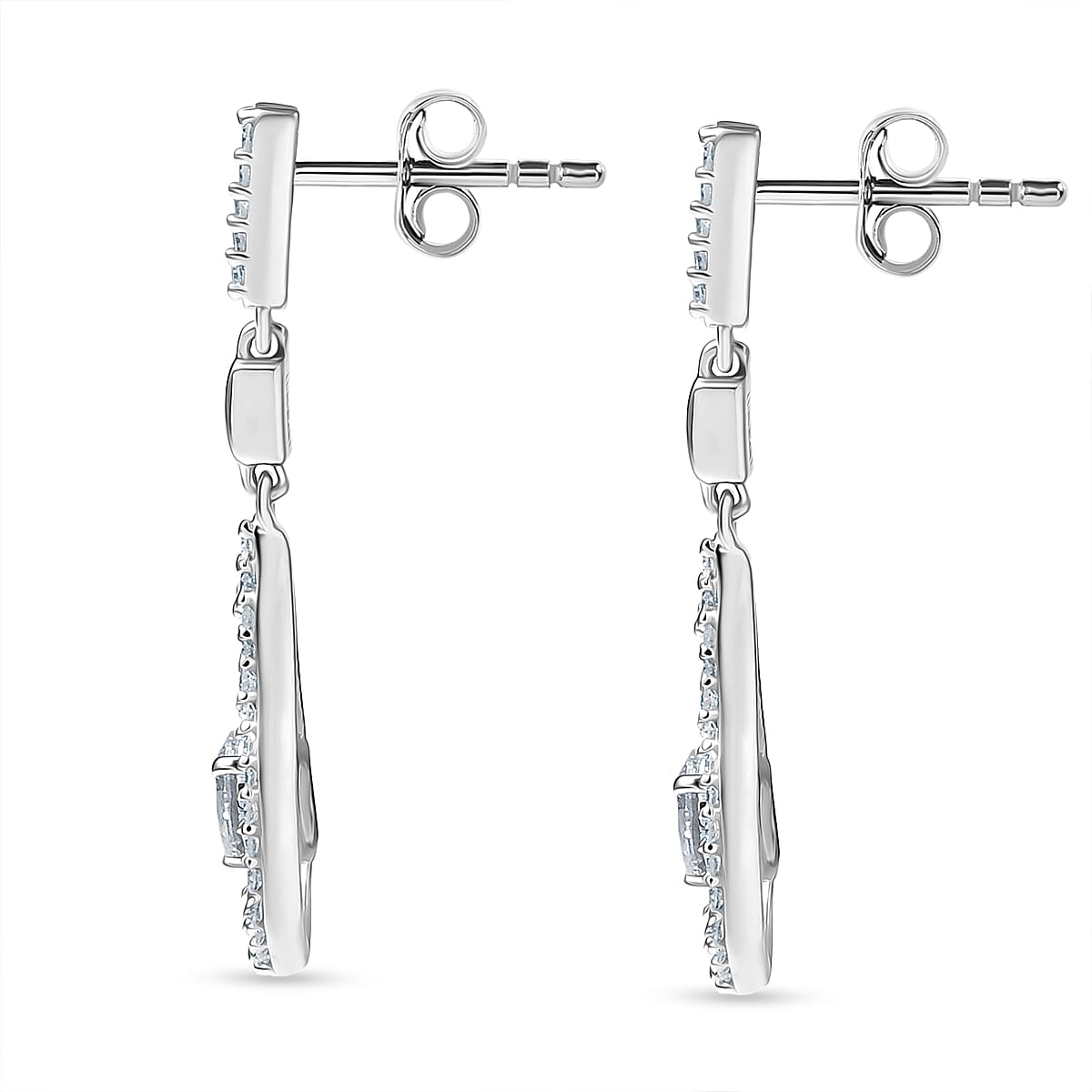 LUXURIANT 1 Ct. Lab Grown Diamond Dangling Earring in Rhodium Overlay Sterling Silver 8286310 4