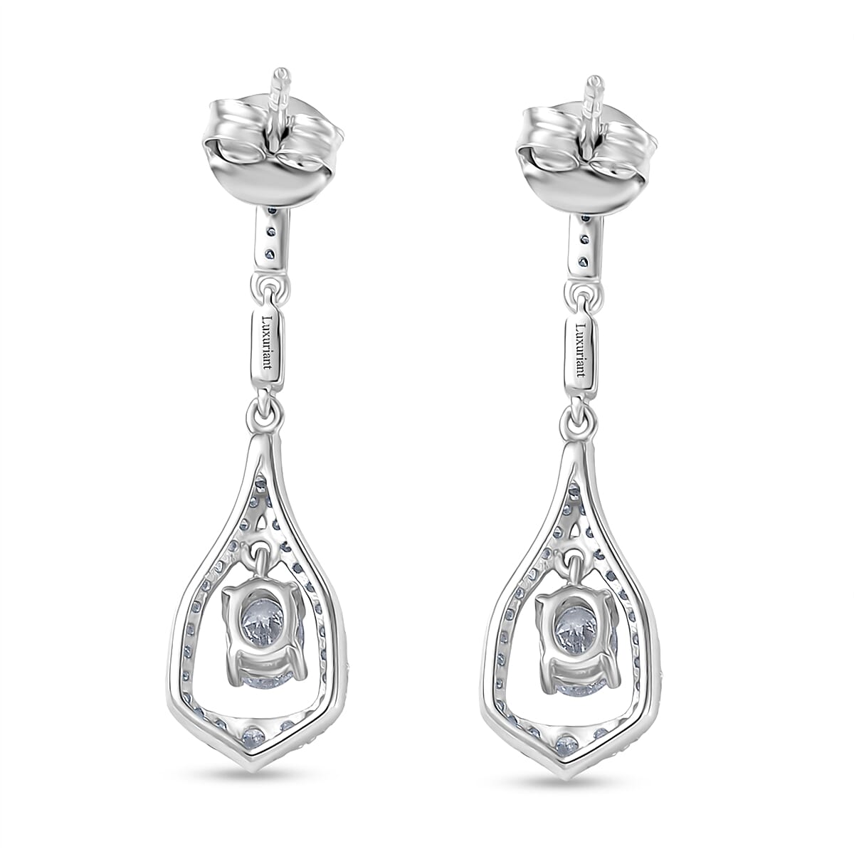 LUXURIANT 1 Ct. Lab Grown Diamond Dangling Earring in Rhodium Overlay Sterling Silver 8286310 5