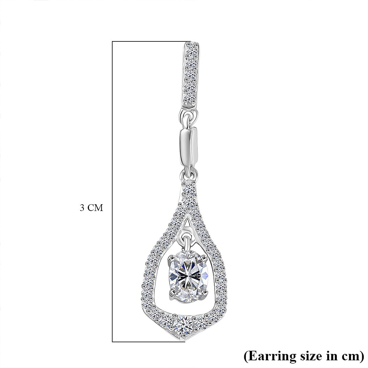 LUXURIANT 1 Ct. Lab Grown Diamond Dangling Earring in Rhodium Overlay Sterling Silver 8286310 6