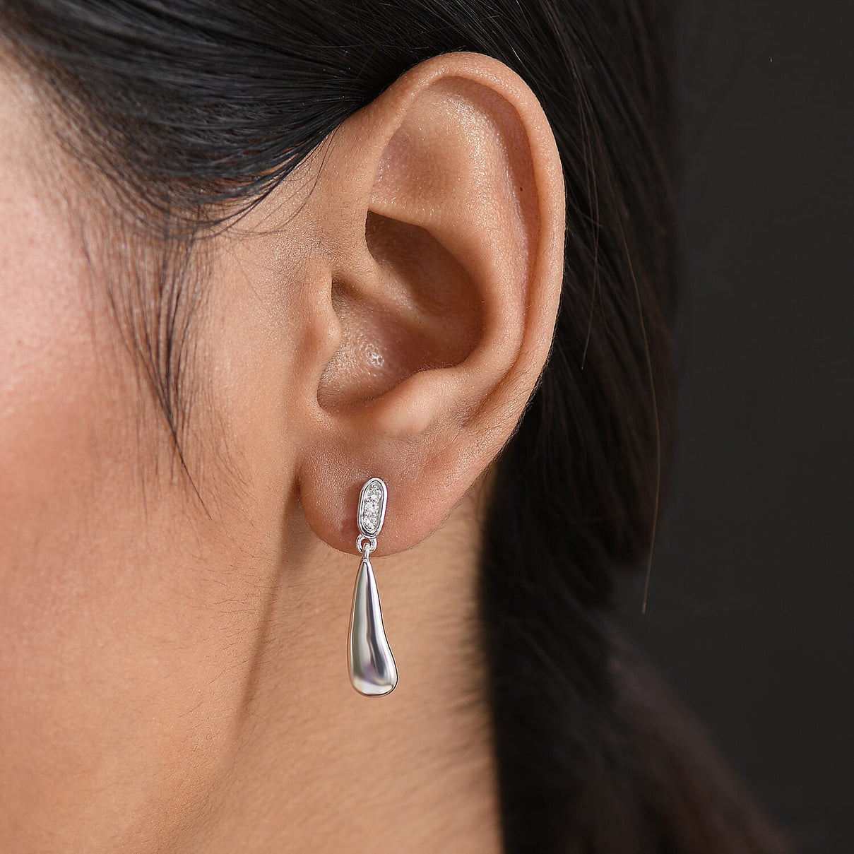 LUXURIANT Lab Grown Diamond Dangle Earrings in Rhodium Overlay Sterling Silver 8286472 3
