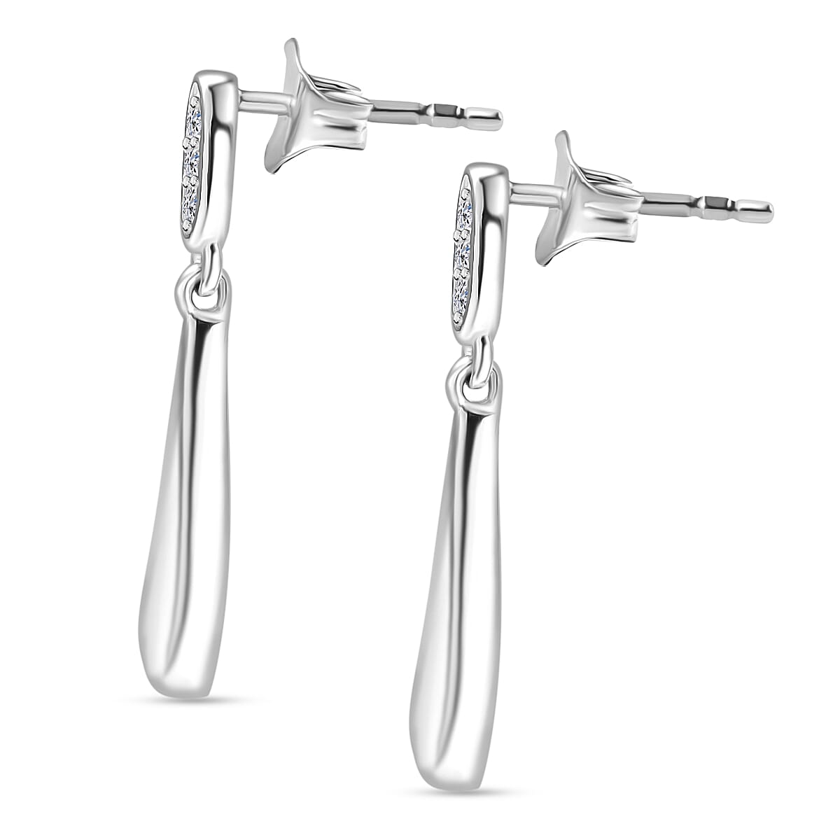 LUXURIANT Lab Grown Diamond Dangle Earrings in Rhodium Overlay Sterling Silver 8286472 4