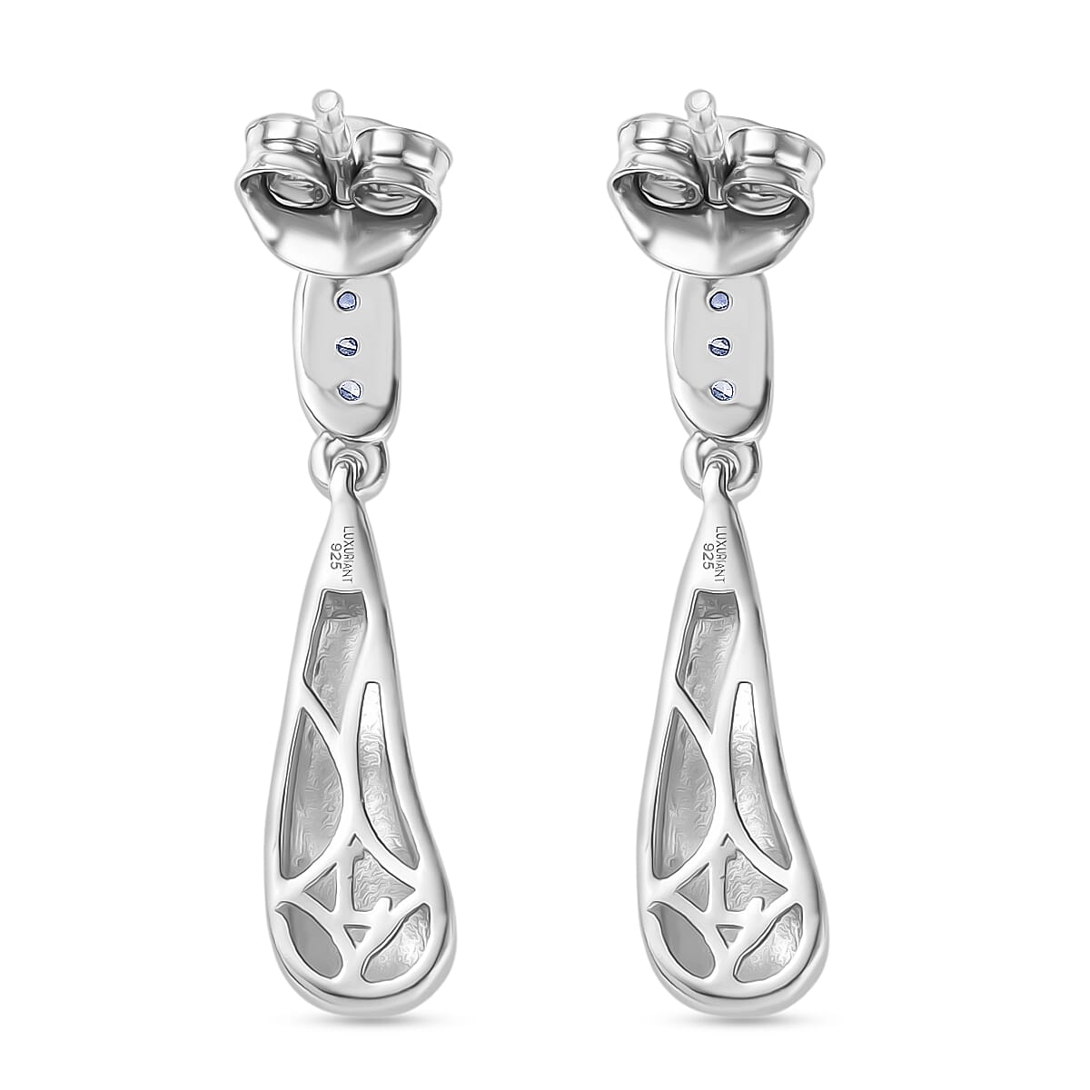 LUXURIANT Lab Grown Diamond Dangle Earrings in Rhodium Overlay Sterling Silver 8286472 5