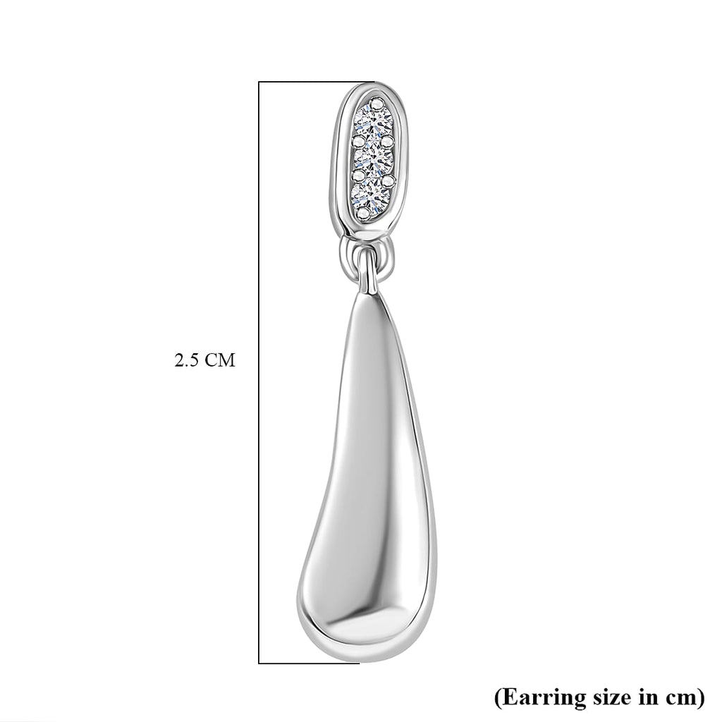 Luxuriant Lab Grown Diamond (SI-GH) Dangling Push Back Earring in Rhodium Overlay Sterling Silver 0.10 Ct.