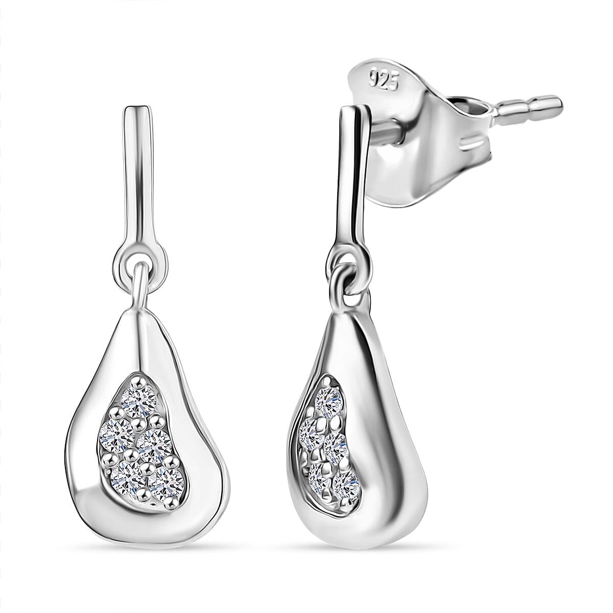 LUXURIANT Lab Grown Diamond Dangle Earrings in Rhodium Overlay Sterling Silver 8286479 0