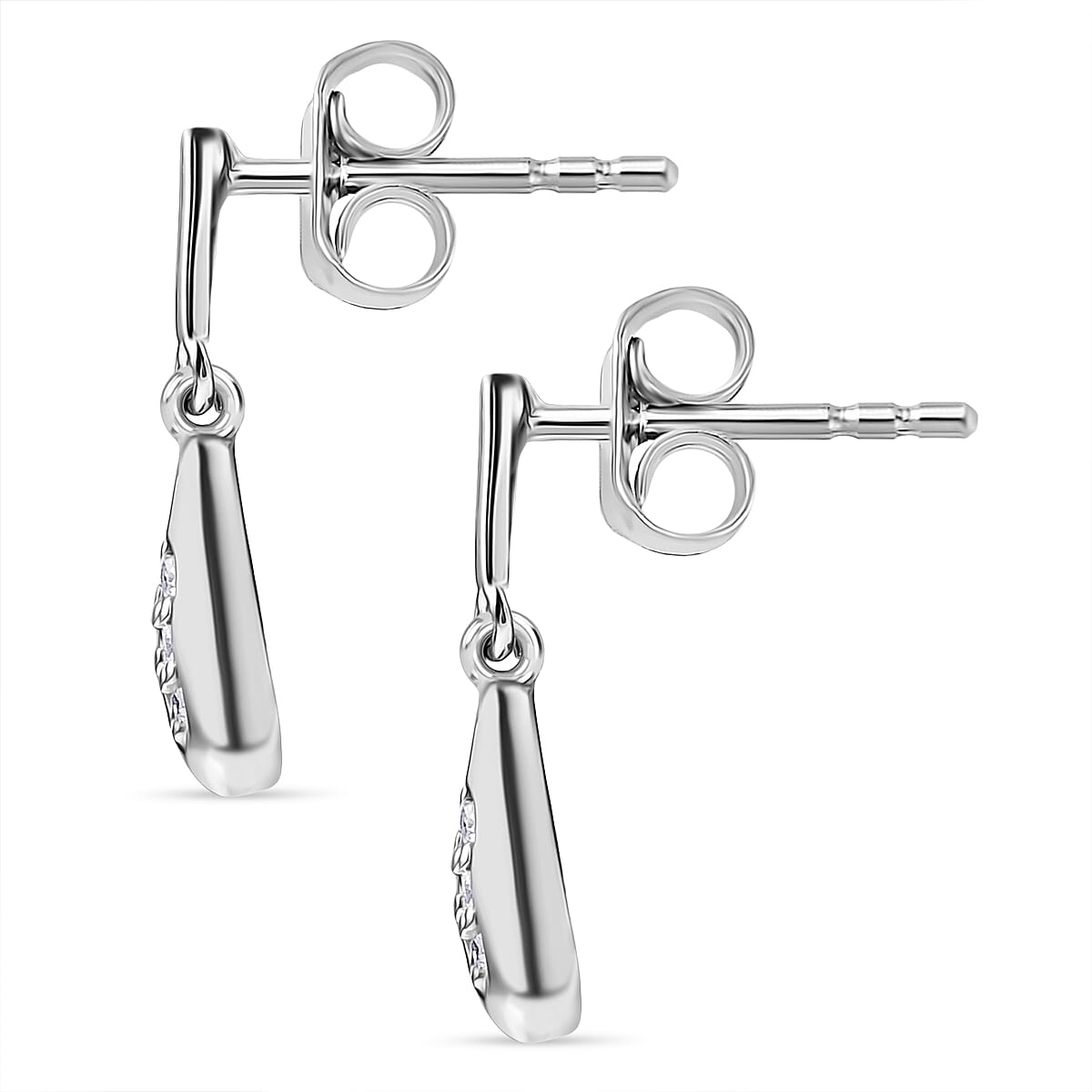 LUXURIANT Lab Grown Diamond Dangle Earrings in Rhodium Overlay Sterling Silver 8286479 4