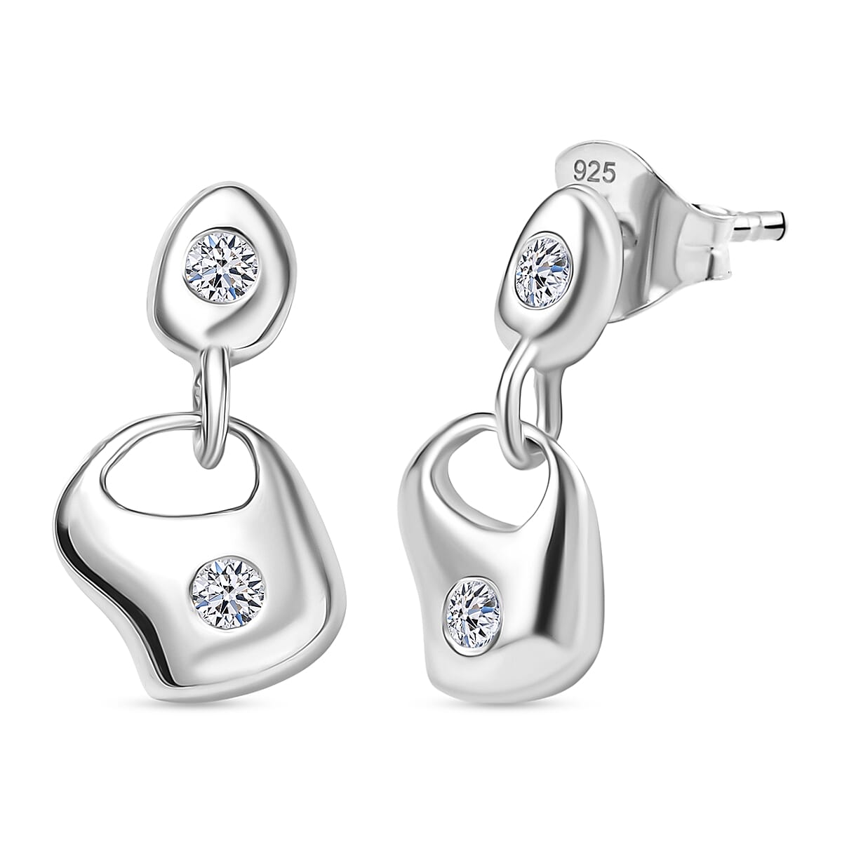 LUXURIANT Lab Grown Diamond Dangle Earrings in Rhodium Overlay Sterling Silver 8286502 0