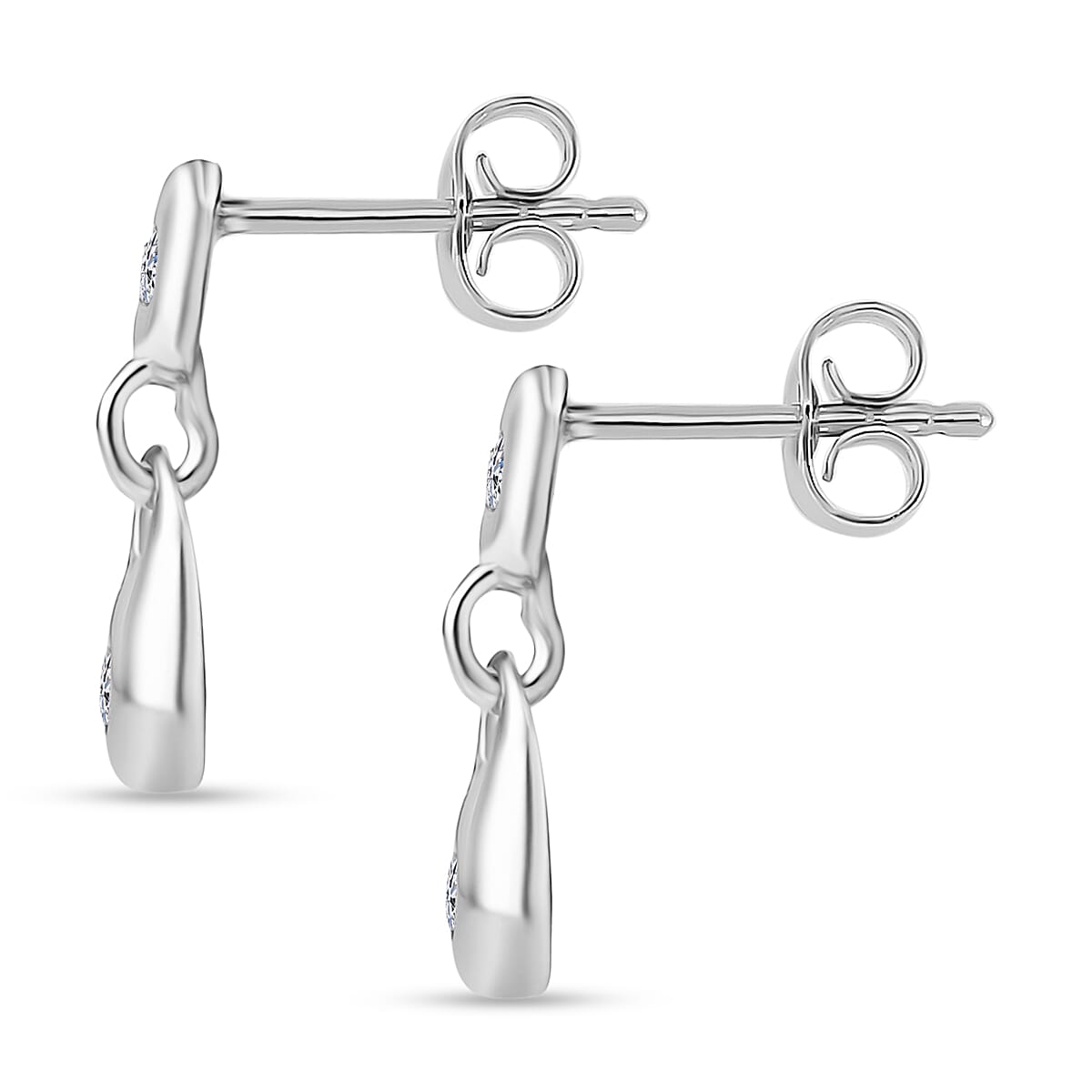 LUXURIANT Lab Grown Diamond Dangle Earrings in Rhodium Overlay Sterling Silver 8286502 4