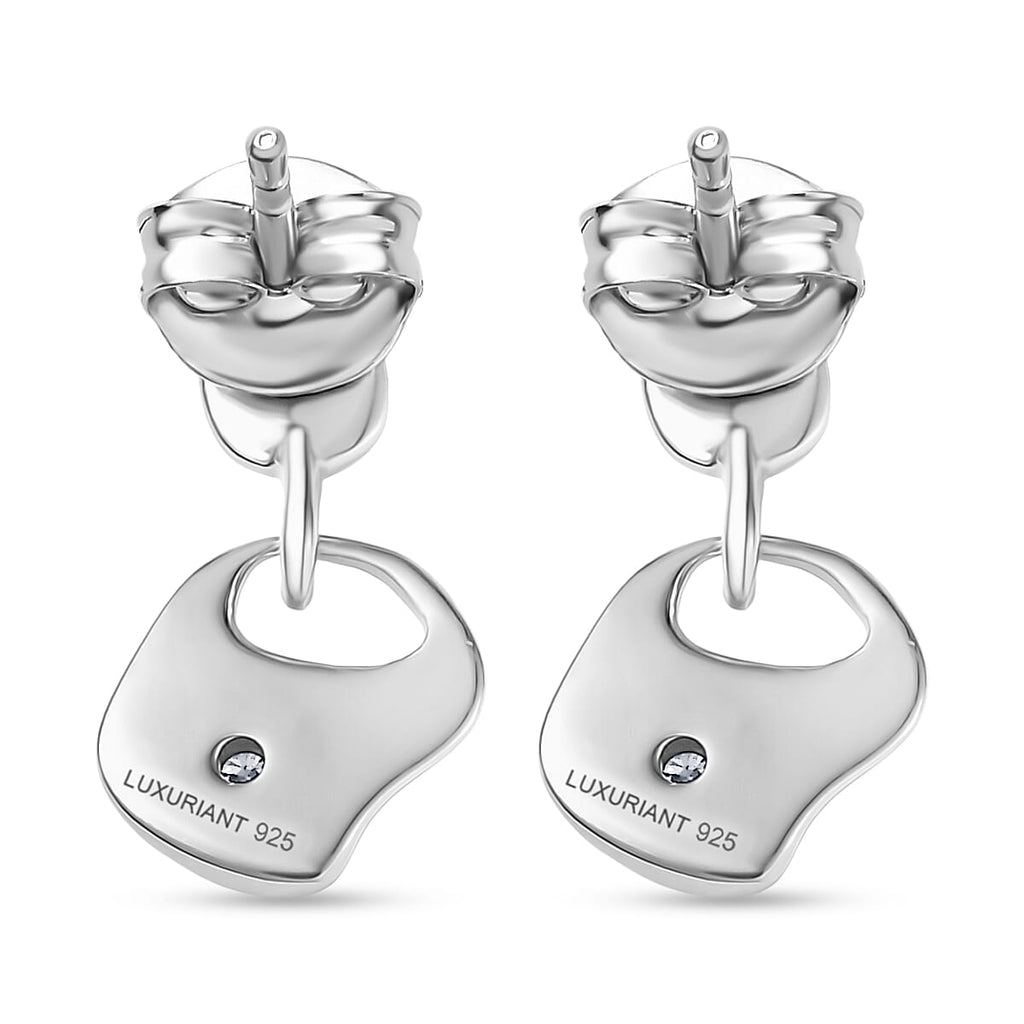 Luxuriant Lab Grown Diamond (SI-GH) Dangling Push Back Earring in Rhodium Overlay Sterling Silver 0.16 Ct.