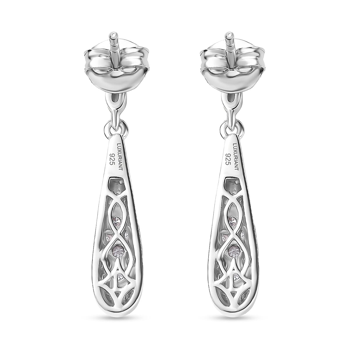 LUXURIANT Lab Grown Diamond (SI-GH) Dangling Drop Earring with Push Back in Rhodium Overlay Sterling Silver 8294712 5