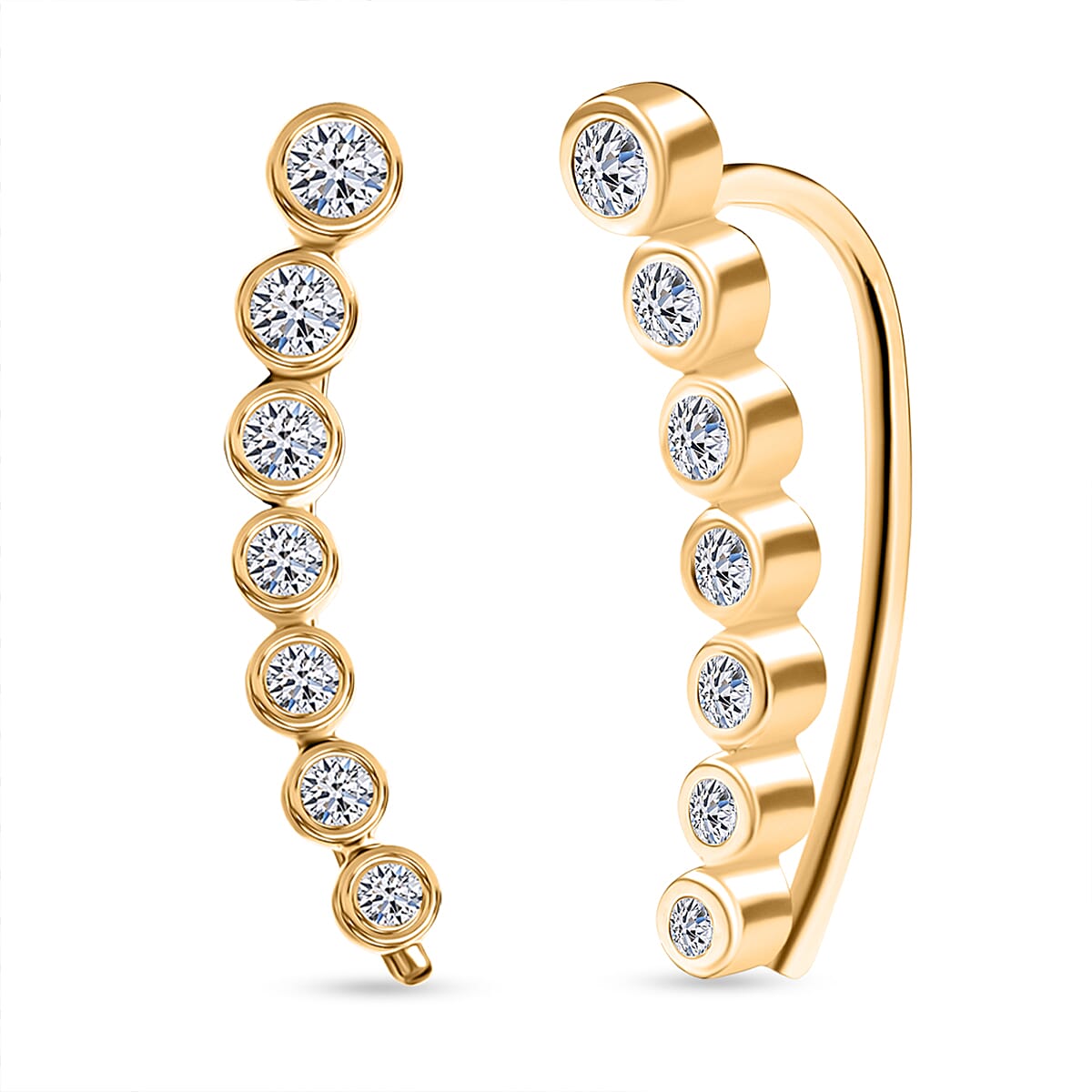 LUXURIANT Lab Grown Diamond Ear Climber Earring in 18K Vermeil Yellow Gold Over Sterling Silver 0.25 Ct. (SI-GH) 8263100 0