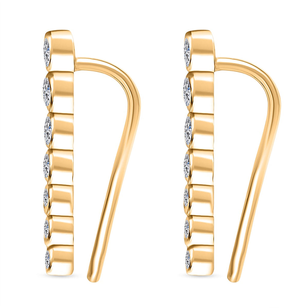 Luxuriant - Lab Grown Diamond (SI-GH) Climber Earring with Clasp in 18K Vermeil Yellow Gold Plated Sterling Silver 0.26 Ct.