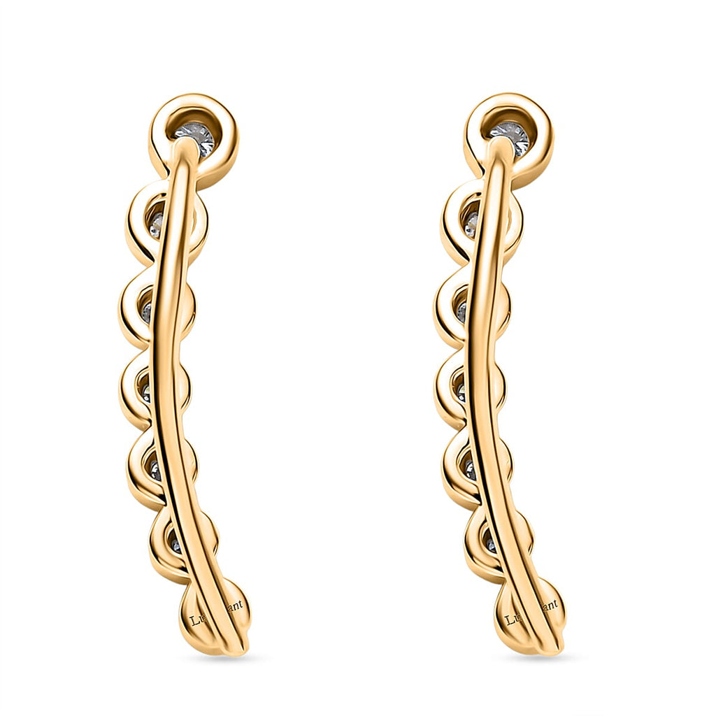 Luxuriant - Lab Grown Diamond (SI-GH) Climber Earring with Clasp in 18K Vermeil Yellow Gold Plated Sterling Silver 0.26 Ct.