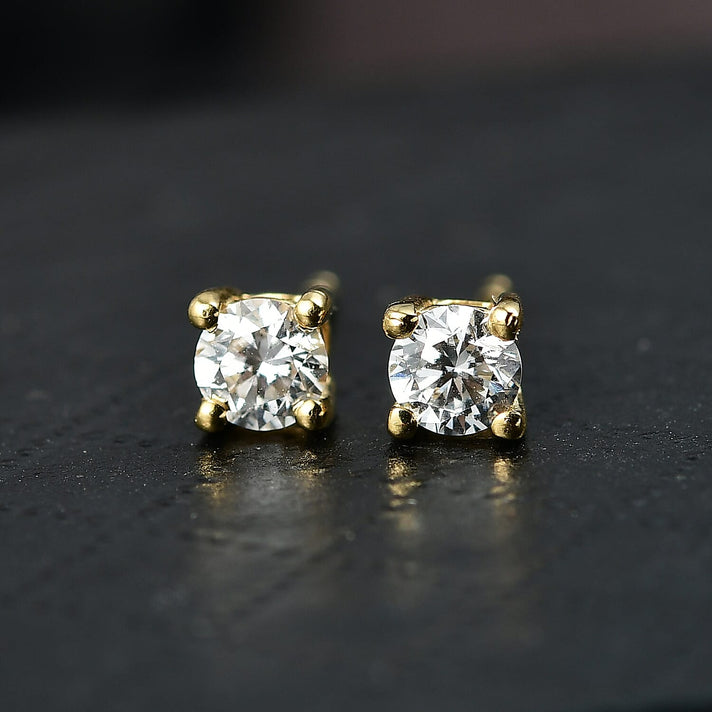 LUXURIANT 0.5 Ct. Lab Grown Diamond Solitaire Stud Earring with Push Back in 18K Vermeil Yellow Gold Plated Sterling Silver (SI-GH) 8360018 2