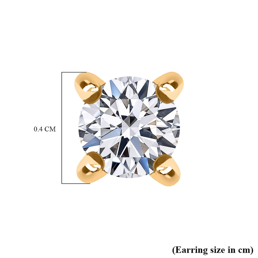 Luxuriant Lab Grown Diamond (SI-GH) Earring with Push Back in 18K Vermeil Yellow Gold Plated Sterling Silver 0.51 Ct.