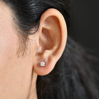 Luxuriant Lab Grown Diamond (SI-GH) Earring with Push Back in Rhodium Overlay Sterling Silver 0.51 Ct.