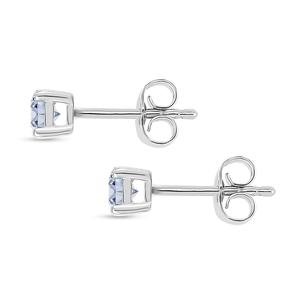 LUXURIANT 0.5 Ct. Lab Grown Diamond Solitaire Stud Earring with Push Back in Rhodium Overlay Sterling Silver (SI-GH) 8360017 4