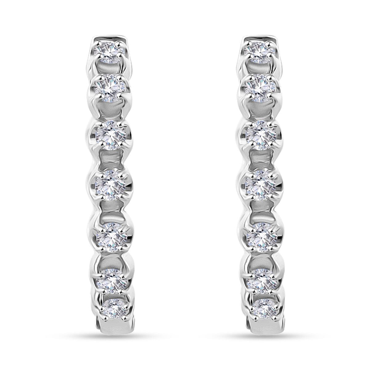 LUXURIANT 1 Ct. Lab Grown Diamond Hoop Earrings in Rhodium Sterling Silver 8380123 0
