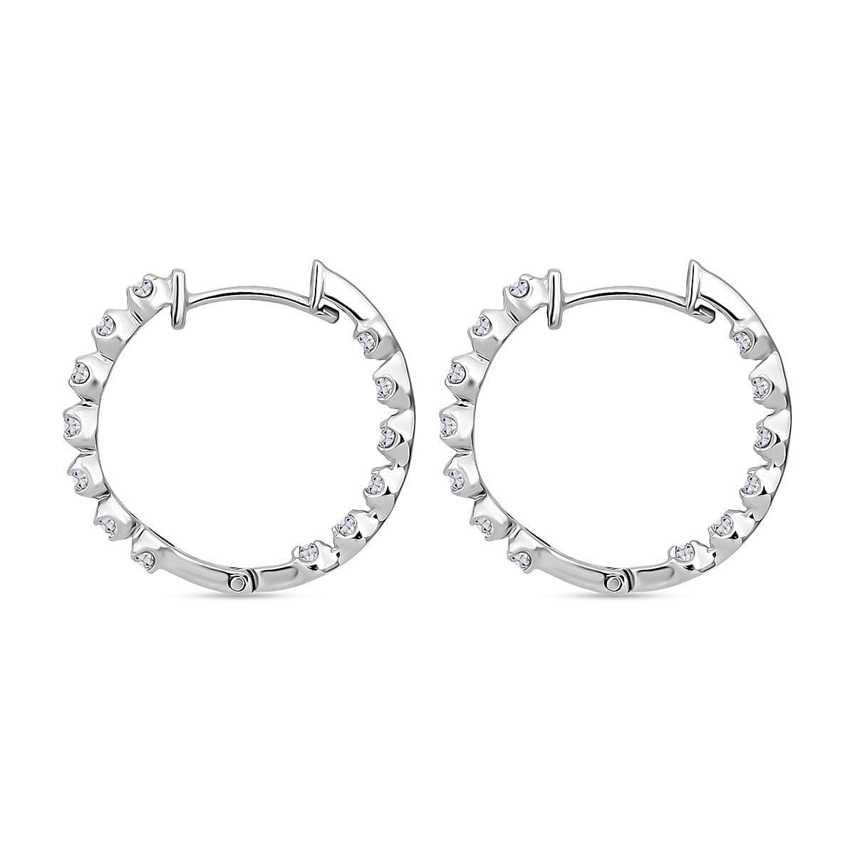 LUXURIANT 1 Ct. Lab Grown Diamond Hoop Earrings in Rhodium Sterling Silver 8380123 4