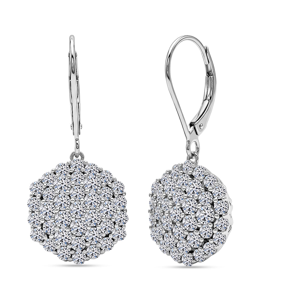 Red Carpet Collection -Luxuriant - Lab Grown Diamond (SI G-H) Earring with Lever Back in Rhodium Overlay Sterling Silver 3.00 Ct. V32515485 0
