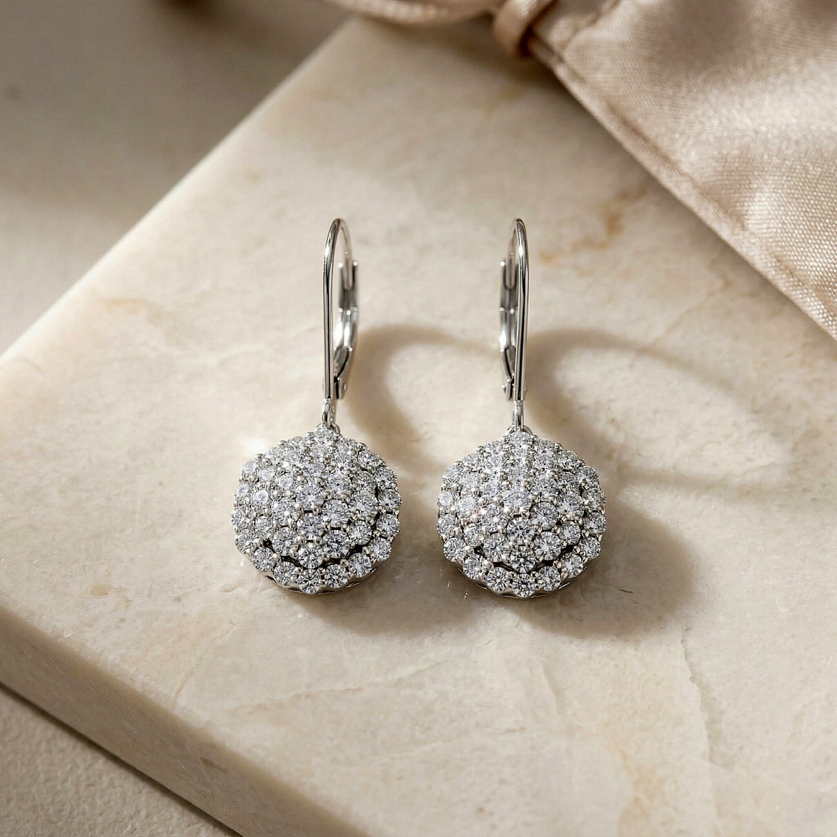 Red Carpet Collection -Luxuriant - Lab Grown Diamond (SI G-H) Earring with Lever Back in Rhodium Overlay Sterling Silver 3.00 Ct. V32515485 3