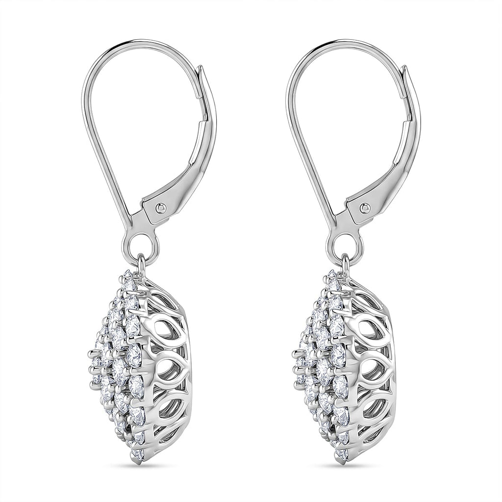 Hollywood Boulevard Collection -Luxuriant - Lab Grown Diamond (SI G-H) Earring with Lever Back in Rhodium Overlay Sterling Silver 3.00 Ct.