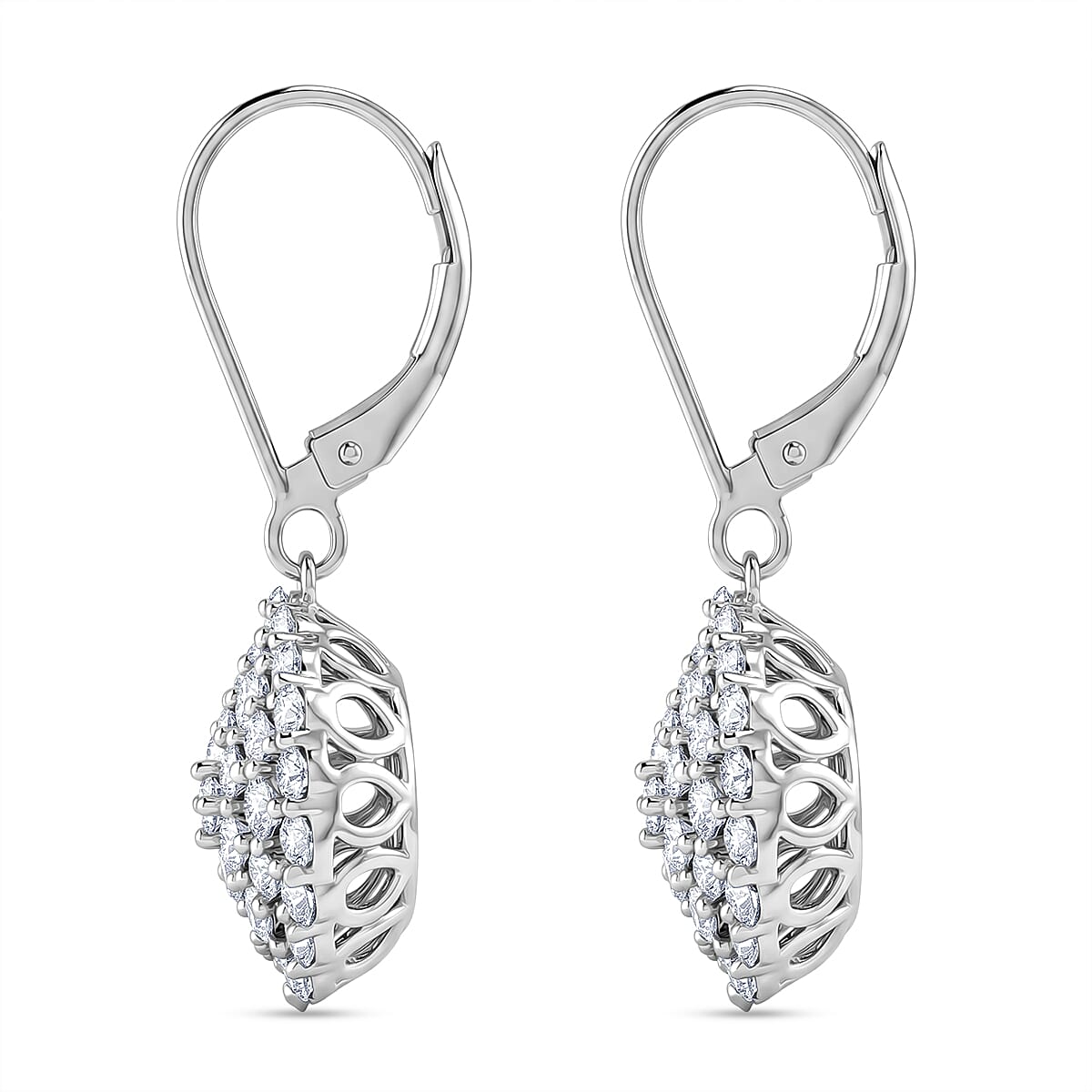 Red Carpet Collection -Luxuriant - Lab Grown Diamond (SI G-H) Earring with Lever Back in Rhodium Overlay Sterling Silver 3.00 Ct. V32515485 4