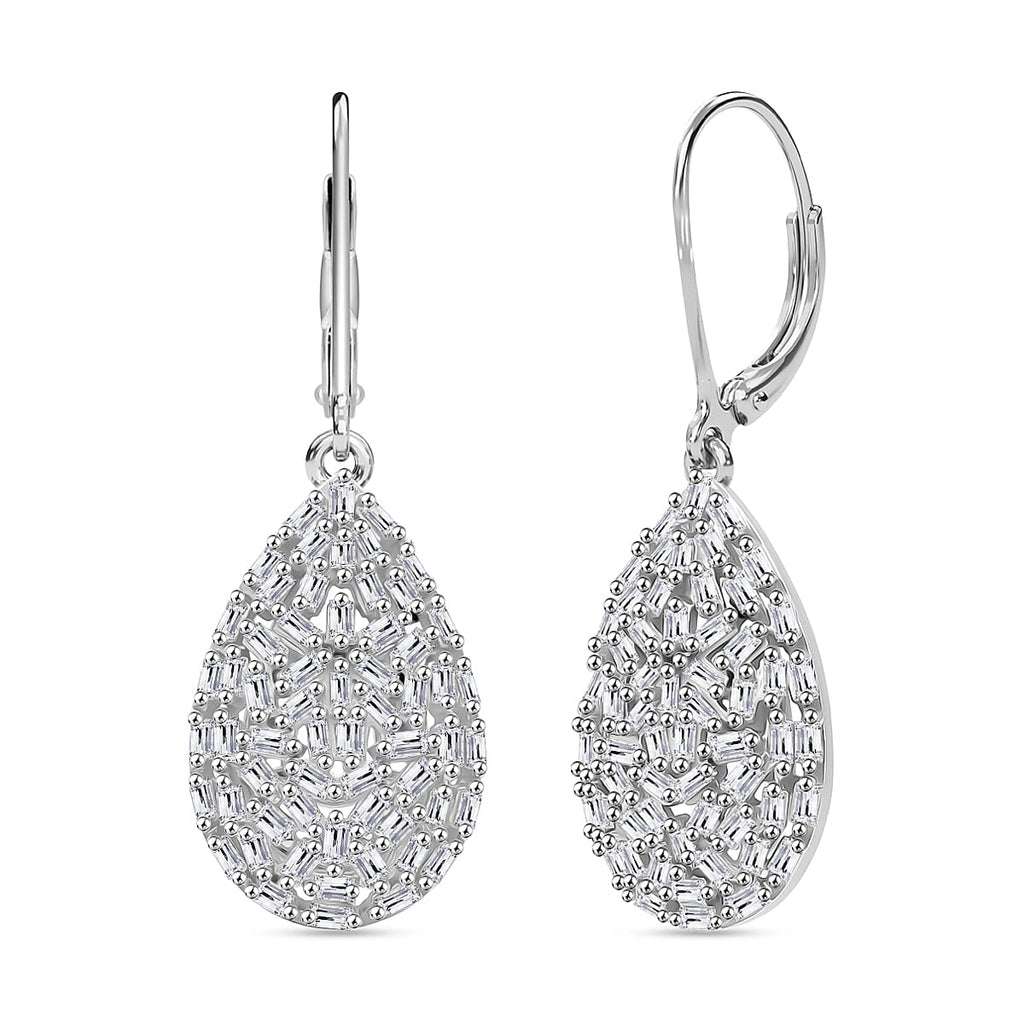 Luxuriant Lab Grown Diamond (SI-GH) Earring with Lever Back in Rhodium Overlay Sterling Silver