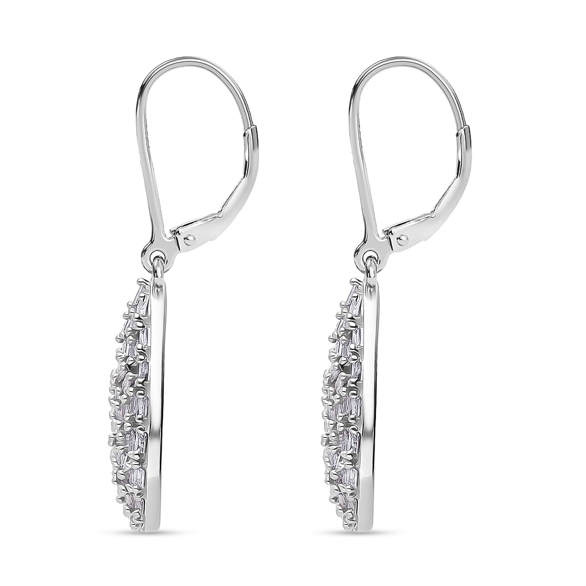 LUXURIANT 1 Ct. Lab Grown Diamond Cluster Drop Earring with Lever Back in Rhodium Overlay Sterling Silver 8230611 3