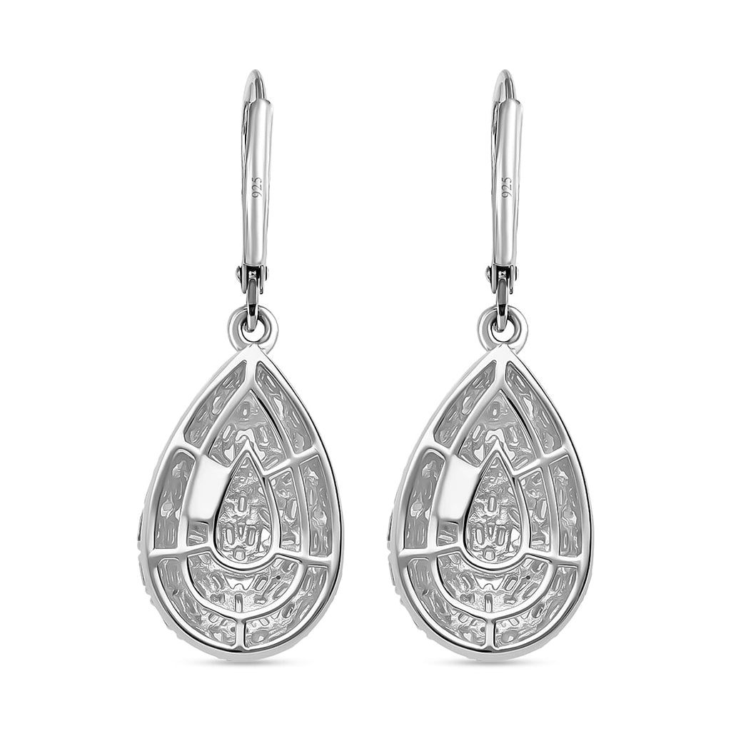 Luxuriant Lab Grown Diamond (SI-GH) Earring with Lever Back in Rhodium Overlay Sterling Silver