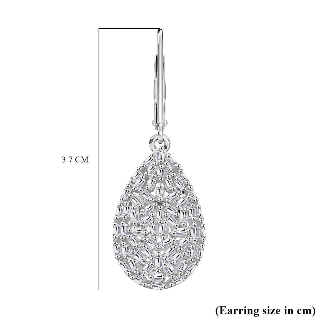 Luxuriant Lab Grown Diamond (SI-GH) Earring with Lever Back in Rhodium Overlay Sterling Silver