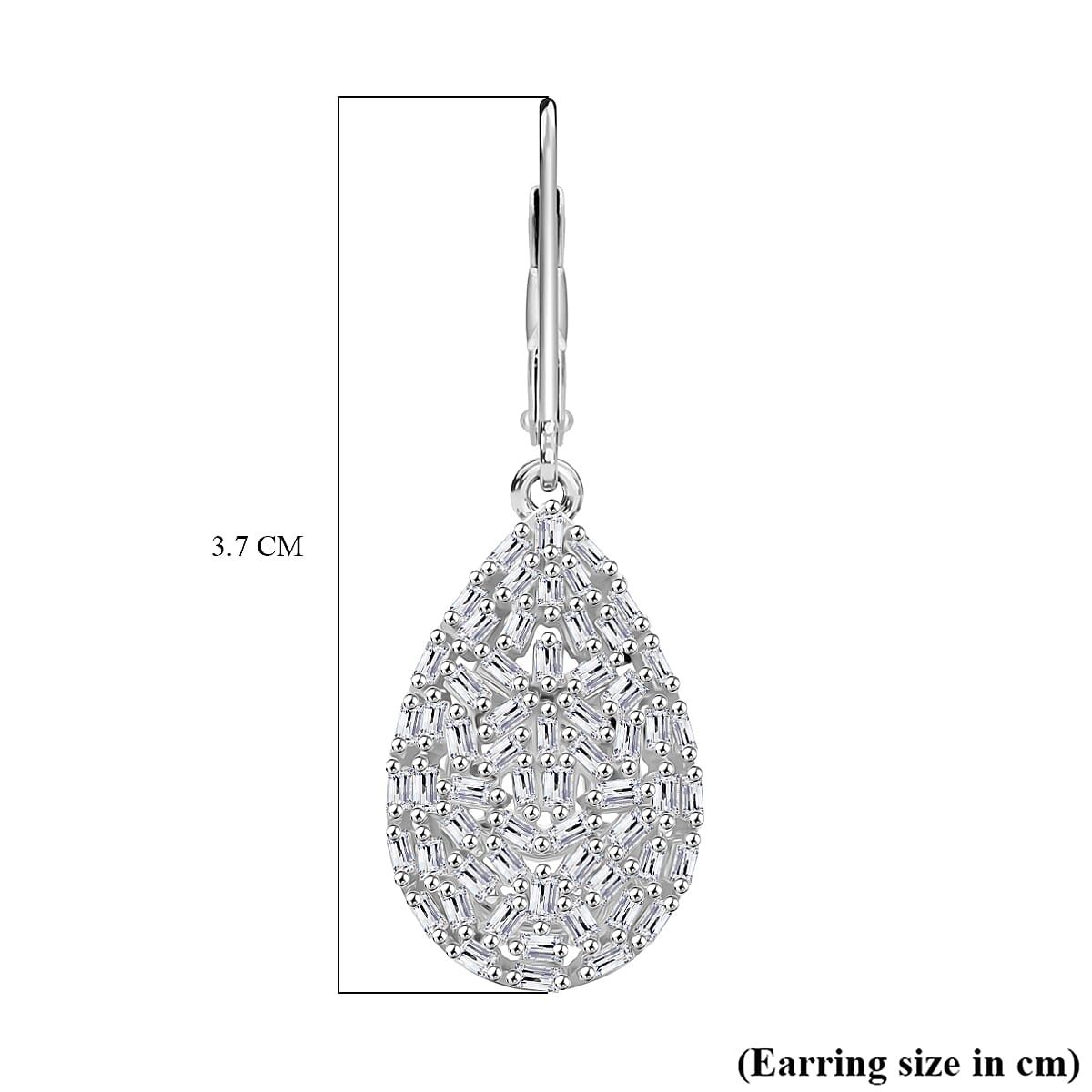 LUXURIANT 1 Ct. Lab Grown Diamond Cluster Drop Earring with Lever Back in Rhodium Overlay Sterling Silver 8230611 5
