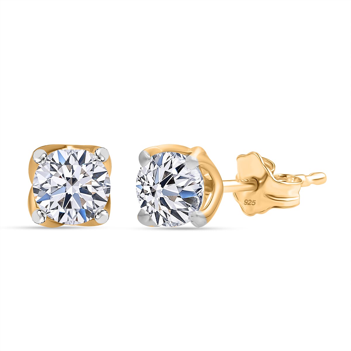 LUXURIANT 0.50 Ct. Lab Grown Diamond Solitaire Stud Earring with Push Back in Vermeil Yellow Gold Plated Sterling Silver 8132139 0