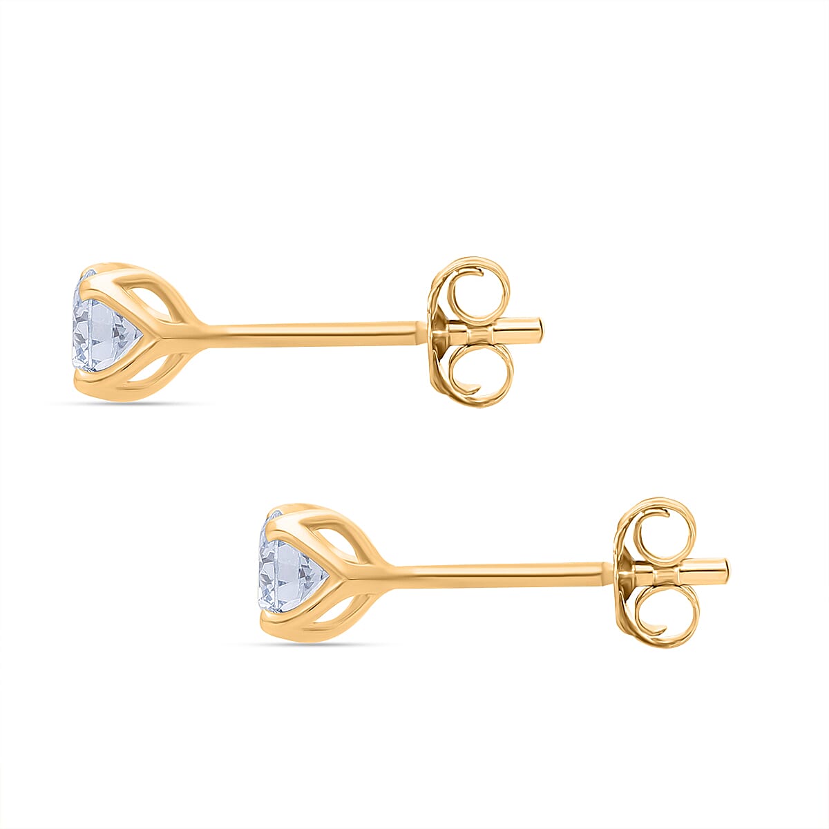 LUXURIANT 0.50 Ct. Lab Grown Diamond Solitaire Stud Earring with Push Back in Vermeil Yellow Gold Plated Sterling Silver 8132139 3