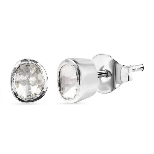 Luxuriant - Lab Grown Diamond Earring with Push Post in Rhodium Overlay Sterling Silver