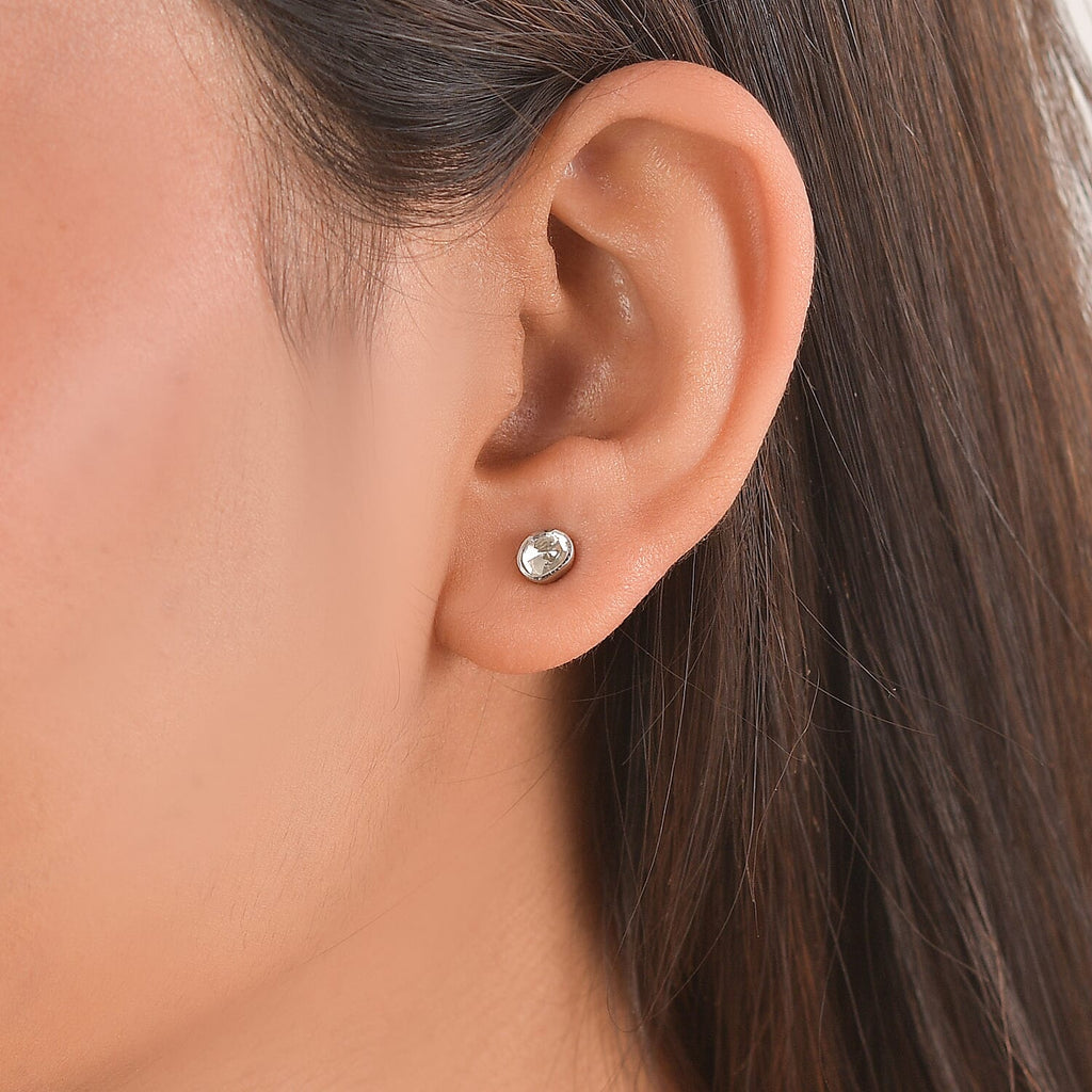 Luxuriant - Lab Grown Diamond Earring with Push Post in Rhodium Overlay Sterling Silver