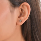 Luxuriant - Lab Grown Diamond Earring with Push Post in Rhodium Overlay Sterling Silver