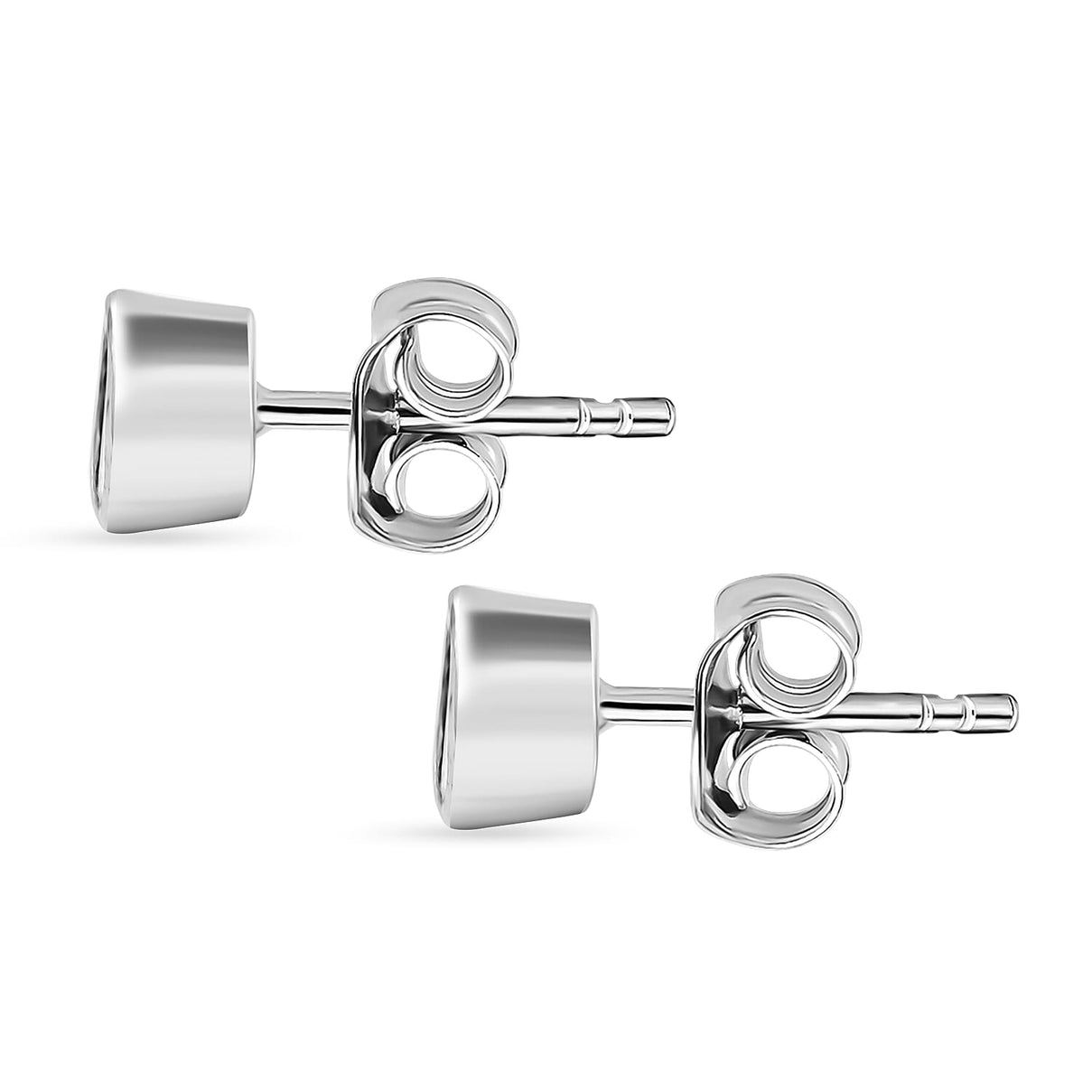 LUXURIANT Lab Grown Diamond Solitaire Stud Earring with Push Post in Rhodium Overlay Sterling Silver 8551440 4